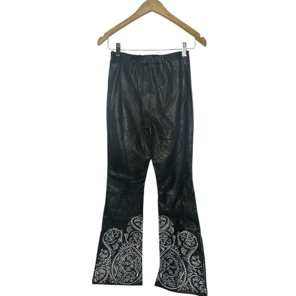 NWT Free People x Understated Leather Black Leather Embroidered Moto Pants S - Picture 5 of 16